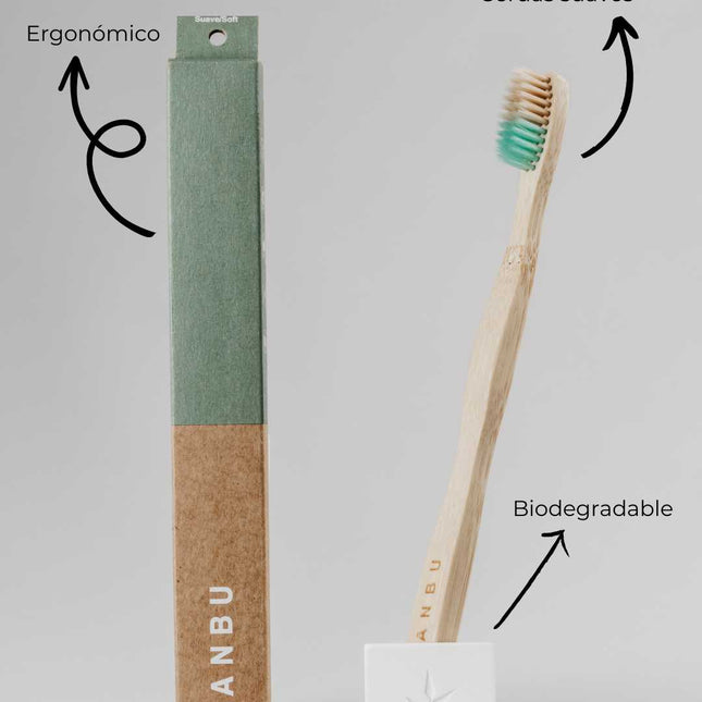 Cepillo de dientes de bambú cerdas suaves para uso diario