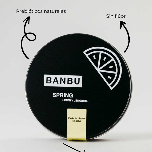 Pasta de dientes en polvo natural con limón y jengibre