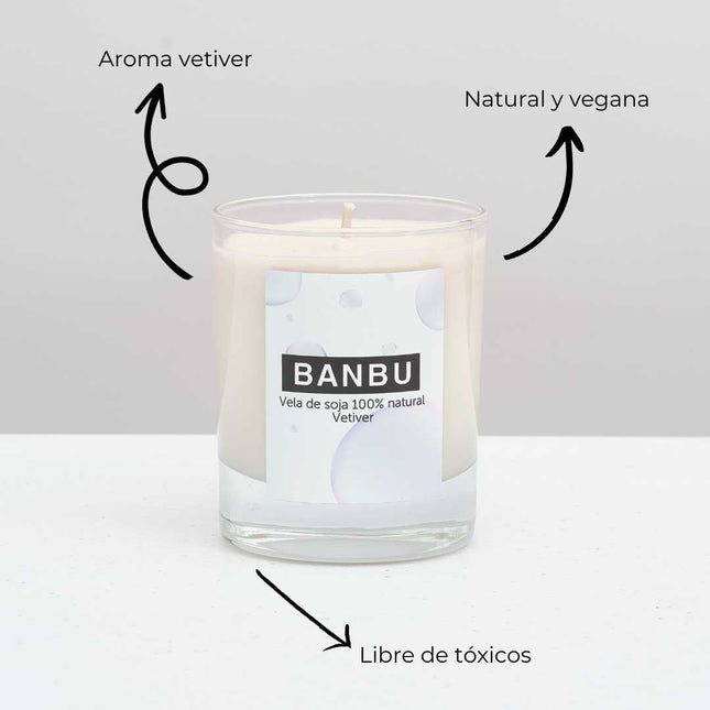 Vela de soja aroma vetiver natural relajante para casa