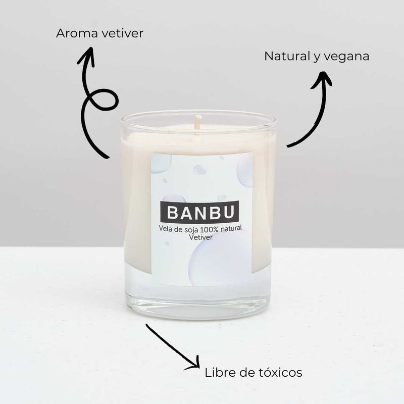 Vela de soja aroma vetiver natural relajante para casa