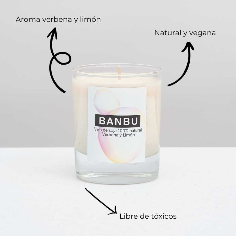 Vela de soja natural aroma verbena y limón para el hogar