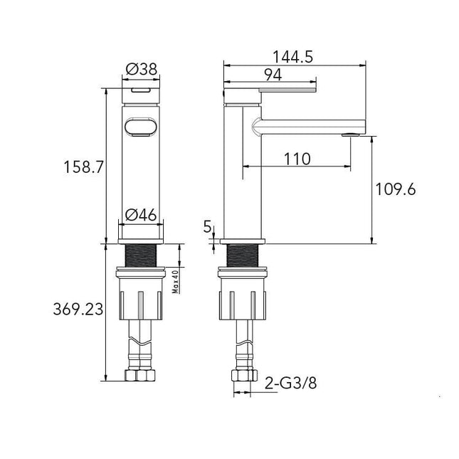 Grifo monomando lavabo negro mate con cartucho cerámico | 1_ES