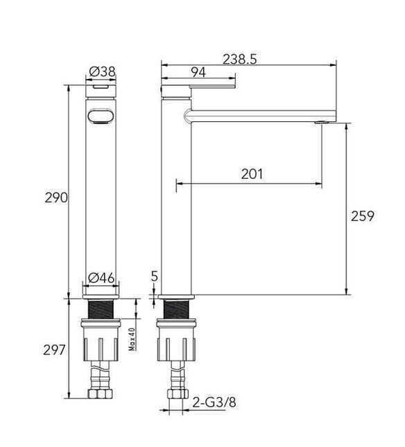 Grifo monomando lavabo caño alto cromo cartucho cerámico | 1_ES