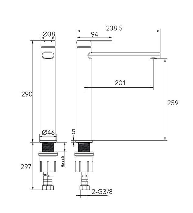 Grifo monomando lavabo caño alto cromo cartucho cerámico | 1_ES