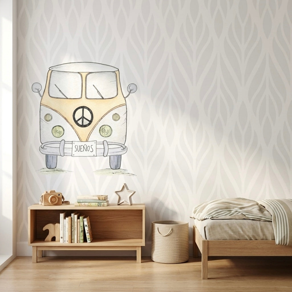 Vinilo decorativo pintado a mano amarillo 95x95cm | infantil