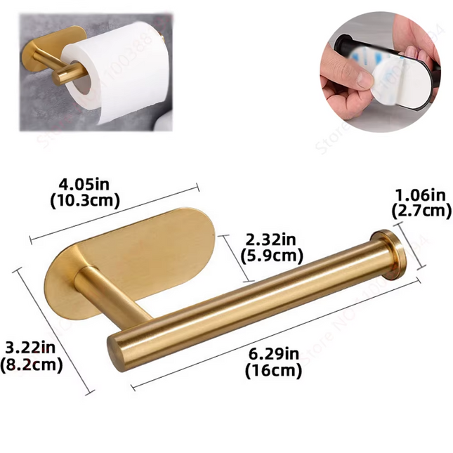 Gold set of self-adhesive bathroom holders