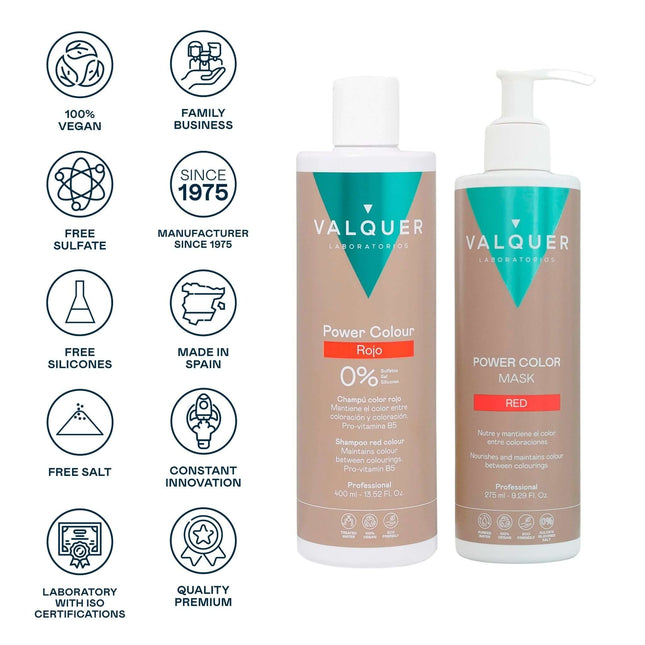 Pack champú y mascarilla color rojo para cabello vibrante