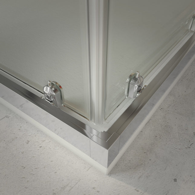 Mampara ducha angular cromo brillo vidrio transparente | 3_BP