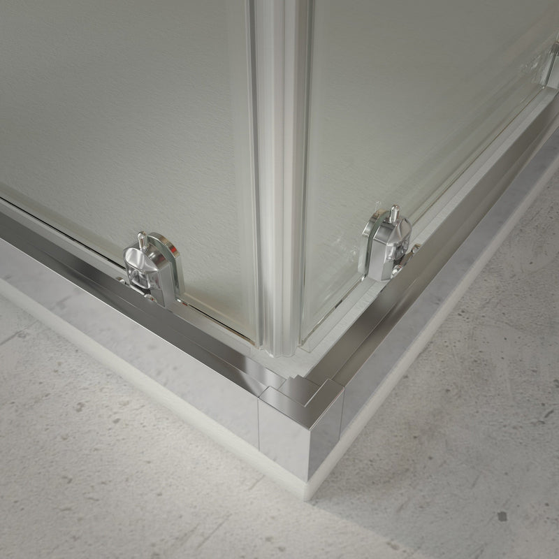Mampara ducha angular cromo brillo vidrio transparente | 3_BP