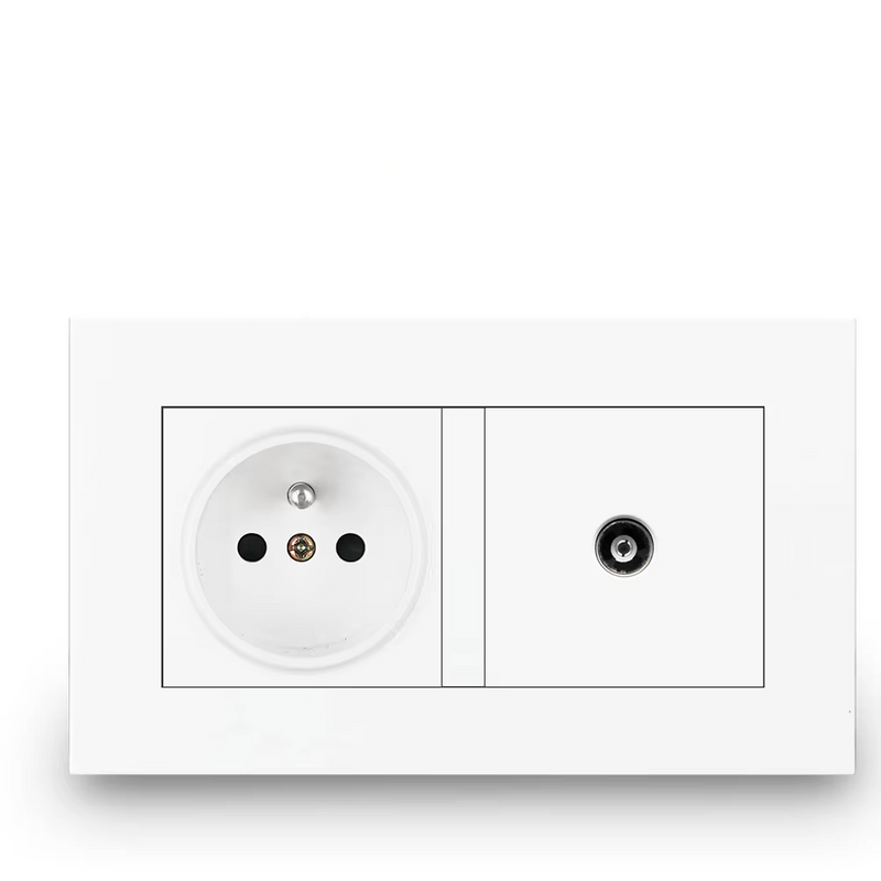 Duo enchufe + conexión de pared estándar francés Serie A1Enchufes