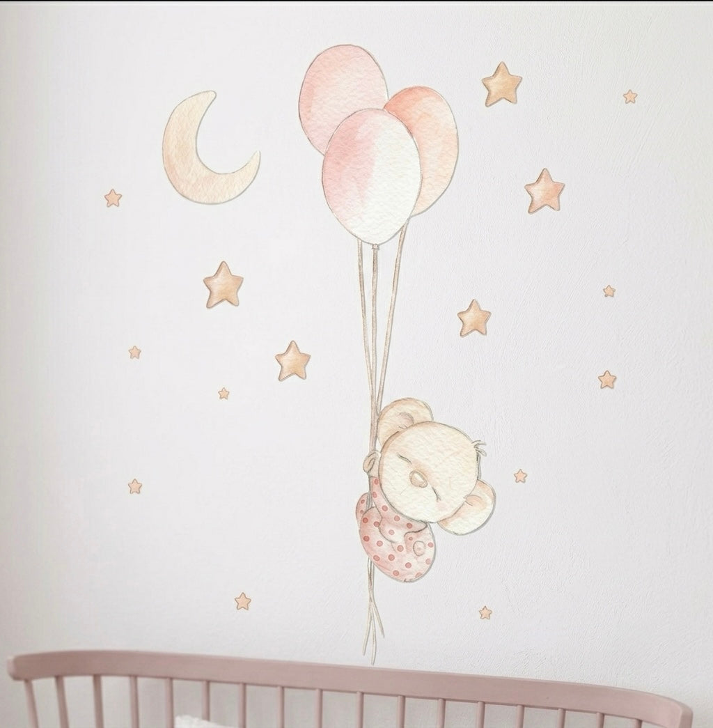 Vinilo decorativo infantil con globos bebé balloon girl