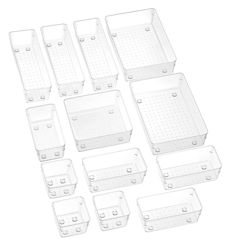 Divisores de cajones de plástico transparenteSeparadores