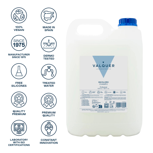 Champú incoloro profesional para peluquería 5000 ml