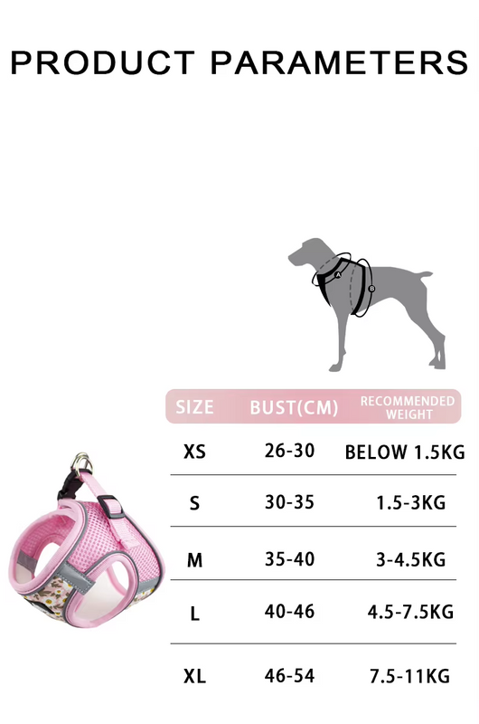 Arnés y correa reflectante de malla para mascotasArnesesAnimals & Pet Supplies > Pet Supplies > Pet Collars & Harnesses > Harnesses