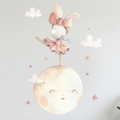 Vinilo decorativo infantil bailando en la luna | De acuarela