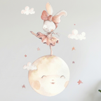 Vinilo decorativo infantil bailando en la luna | De acuarela