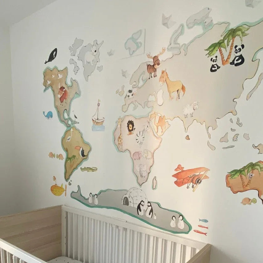 Children's decorative vinyl world map | 180x120cm