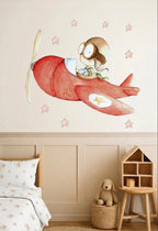 Hand-Painted Fast Plane Kids Wall Decal | Ideal for Children