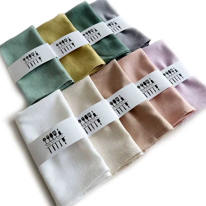Servilleta de mezcla de algodón y lino de color sólido 40x40cmServilletas