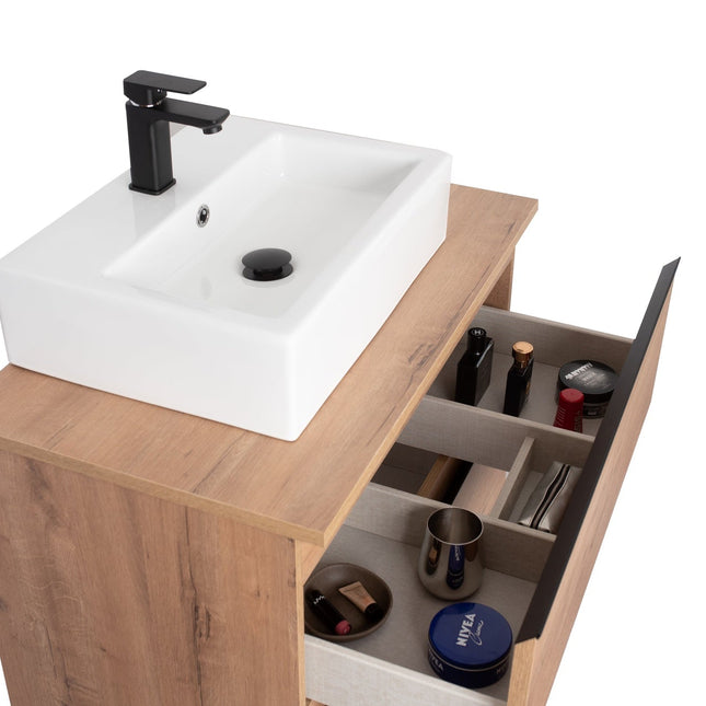 Conjunto completo de mueble de baño encimera roble Ostippo | 3_BP