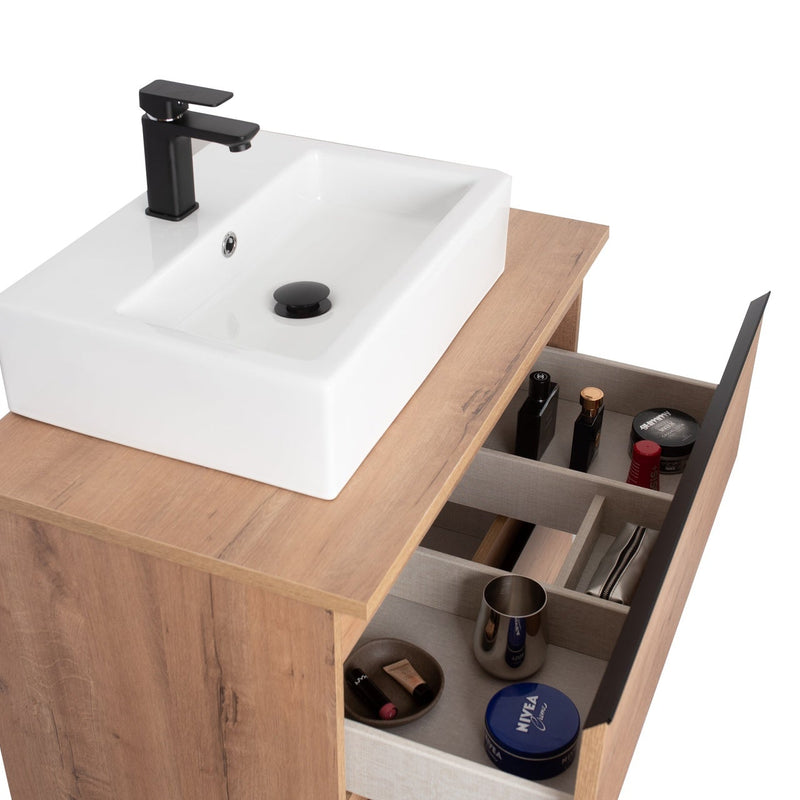 Conjunto completo de mueble de baño encimera roble Ostippo | 3_BP