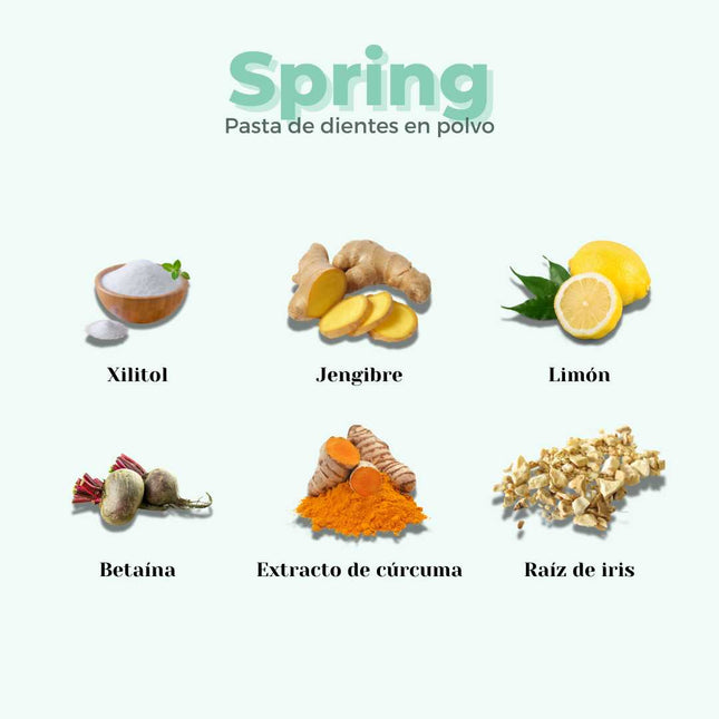 Pasta de dientes en polvo natural con limón y jengibre