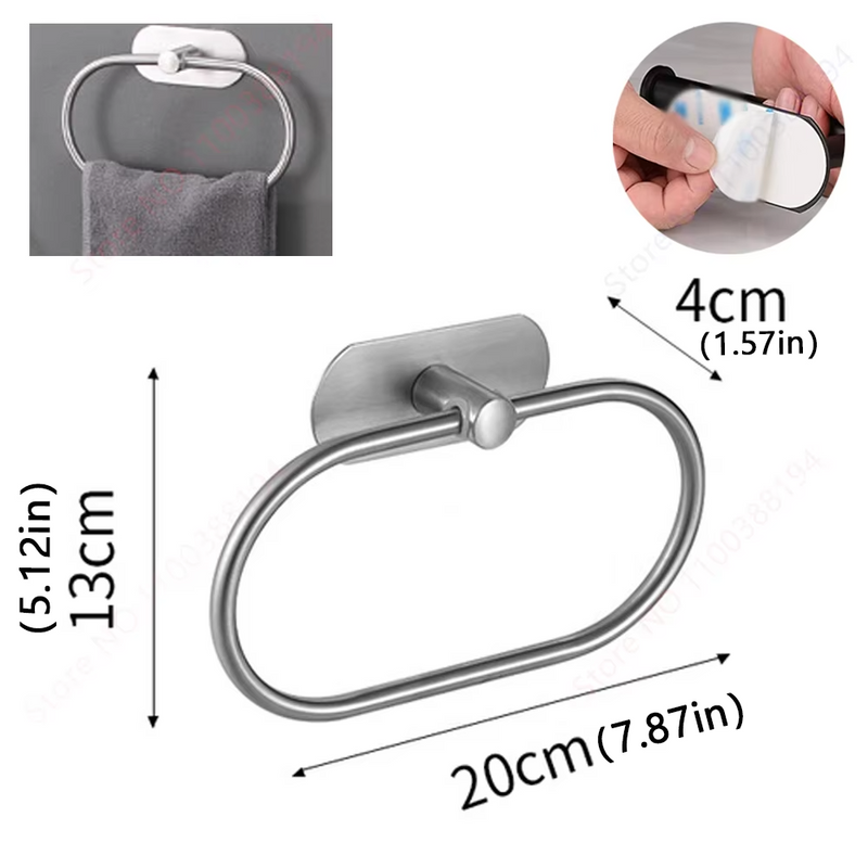 Set plateado de soportes adhesivos para bañoToalleros