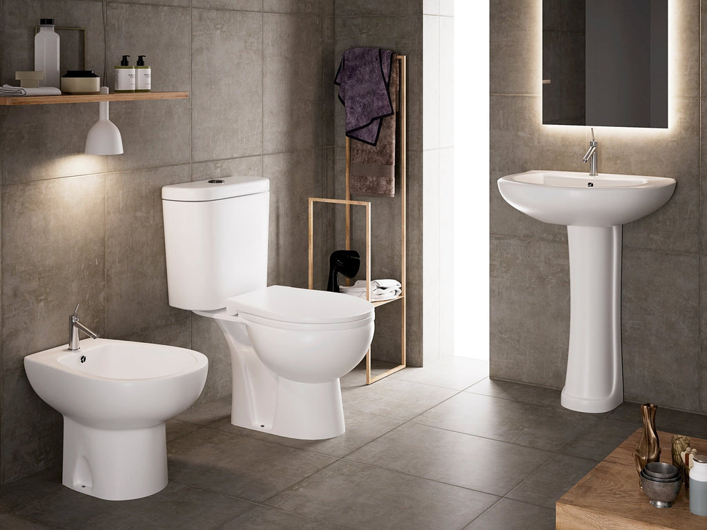 Inodoro completo salida a suelo porcelana blanca sanitaria