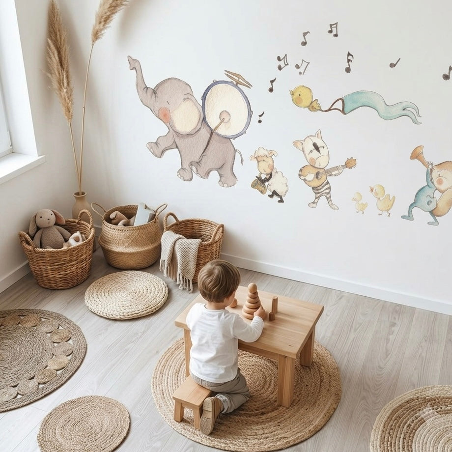 Vinilo decorativo infantil banda musical | pintado a mano