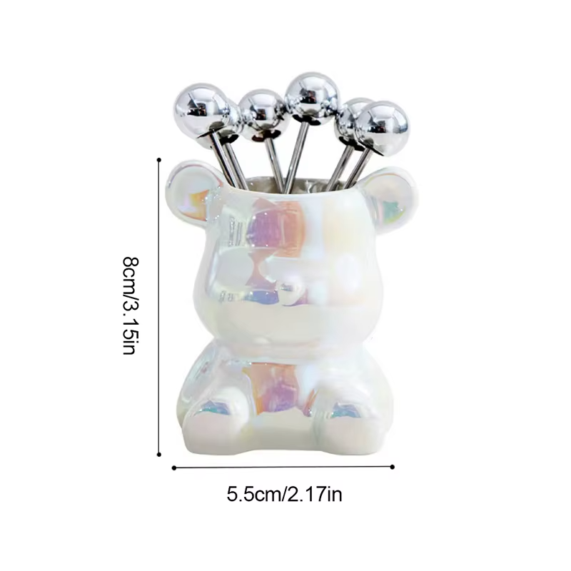 Juego de 6 tenedores de postre de acero inoxidable con tarro de almacenamientoTenedoresHome & Garden > Kitchen & Dining > Tableware > Flatware > Forks