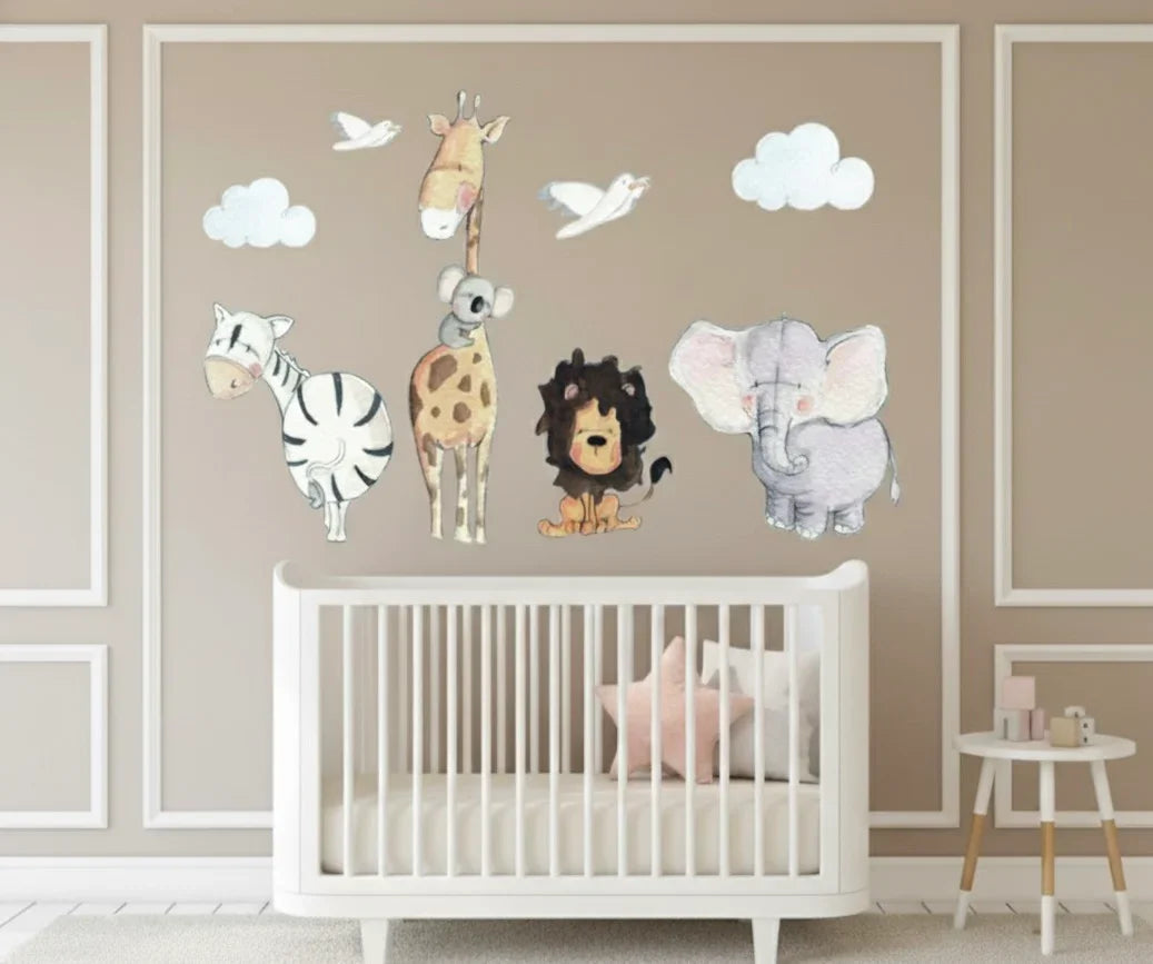 Jungle Animals Kids Wall Decal | Hand-Painted