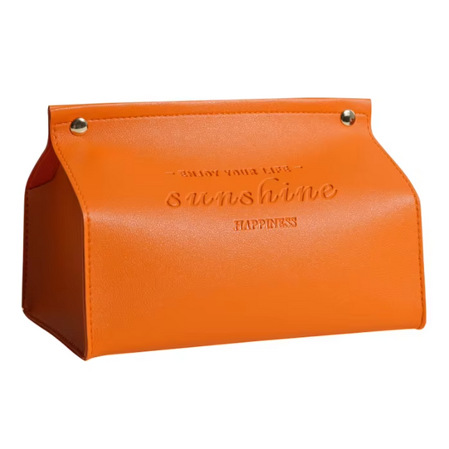 Flat mouth faux leather tissue box