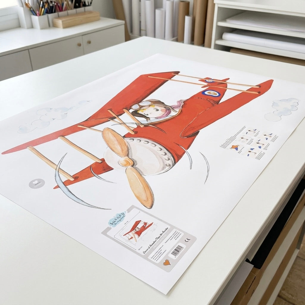 Vinilo decorativo infantil Pepo el Aviador | Exclusivo