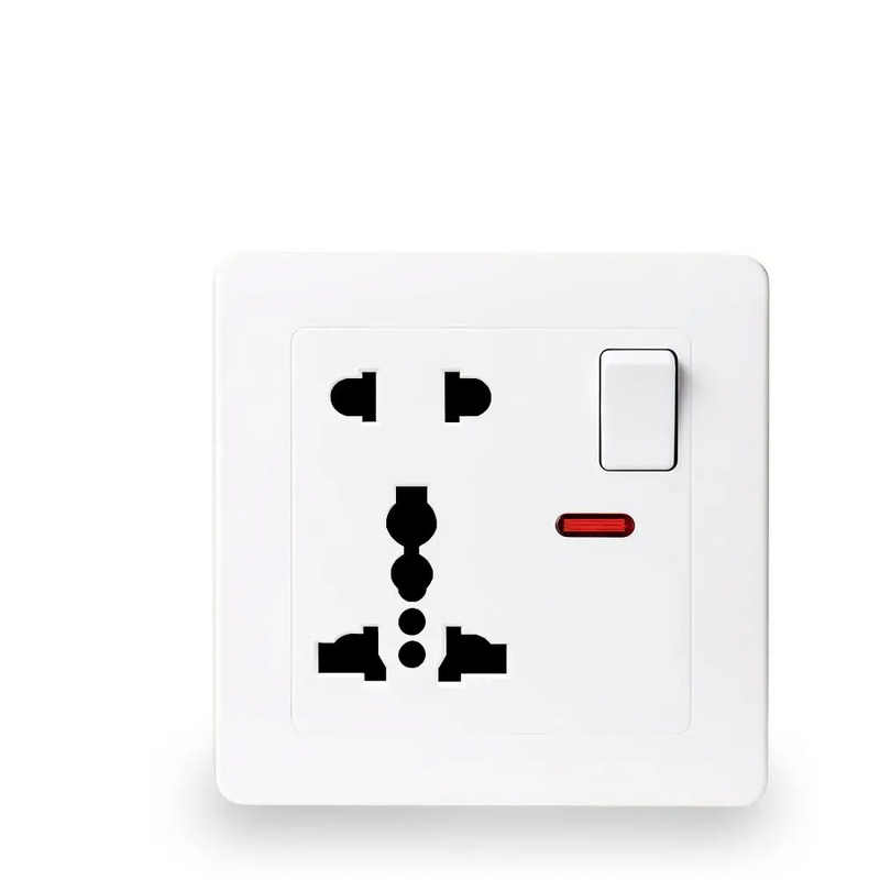 Enchufe Universal de 5 orificios con indicador LED de control conmutado Serie A3Enchufes