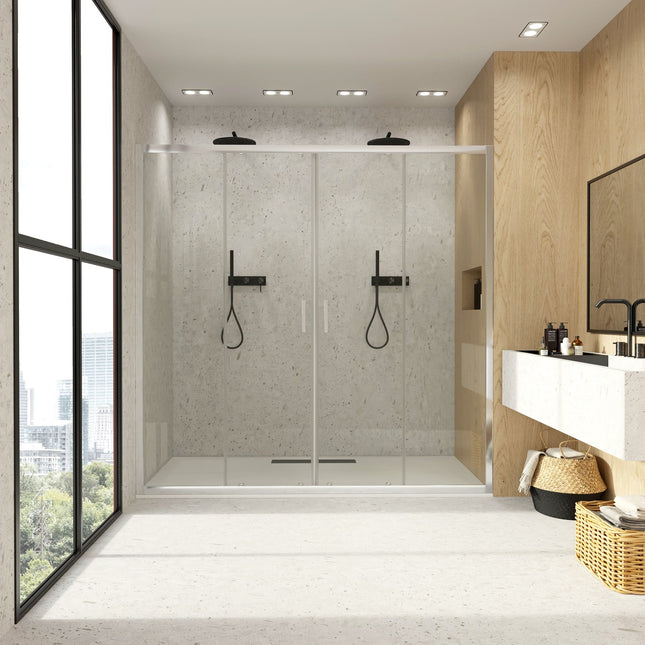 Mampara de ducha 2 fijos y 2 correderas | transparente | 3_BP