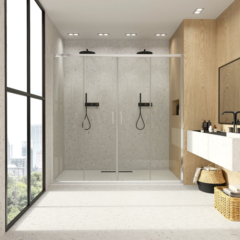 Mampara de ducha 2 fijos y 2 correderas | transparente | 3_BP