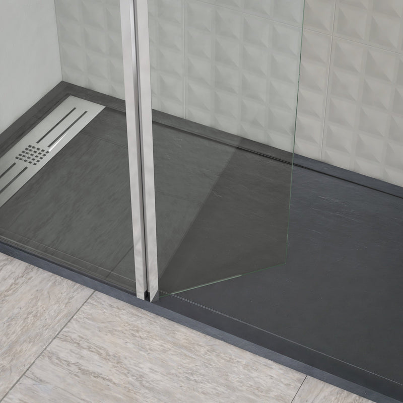 Mampara de ducha fija abatible cromada transparente antical | 3_BP