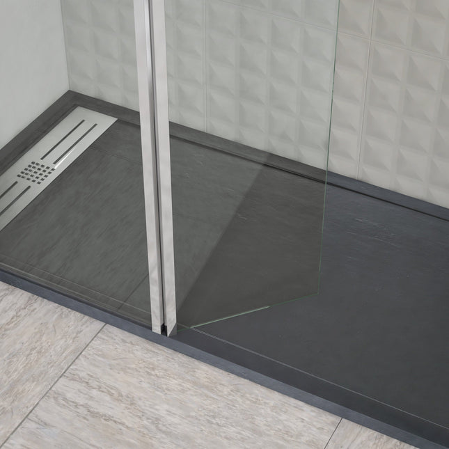 Mampara de ducha negro transparente fijo abatible | 100 cm | 3_BP