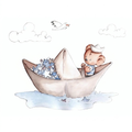 Decorative vinyl for children: paper boat for children