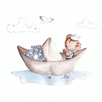 Decorative vinyl for children: paper boat for children