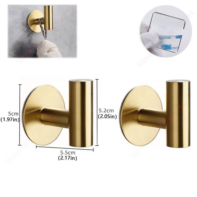 Gold set of self-adhesive bathroom holders