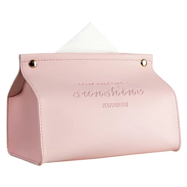 Flat mouth faux leather tissue box