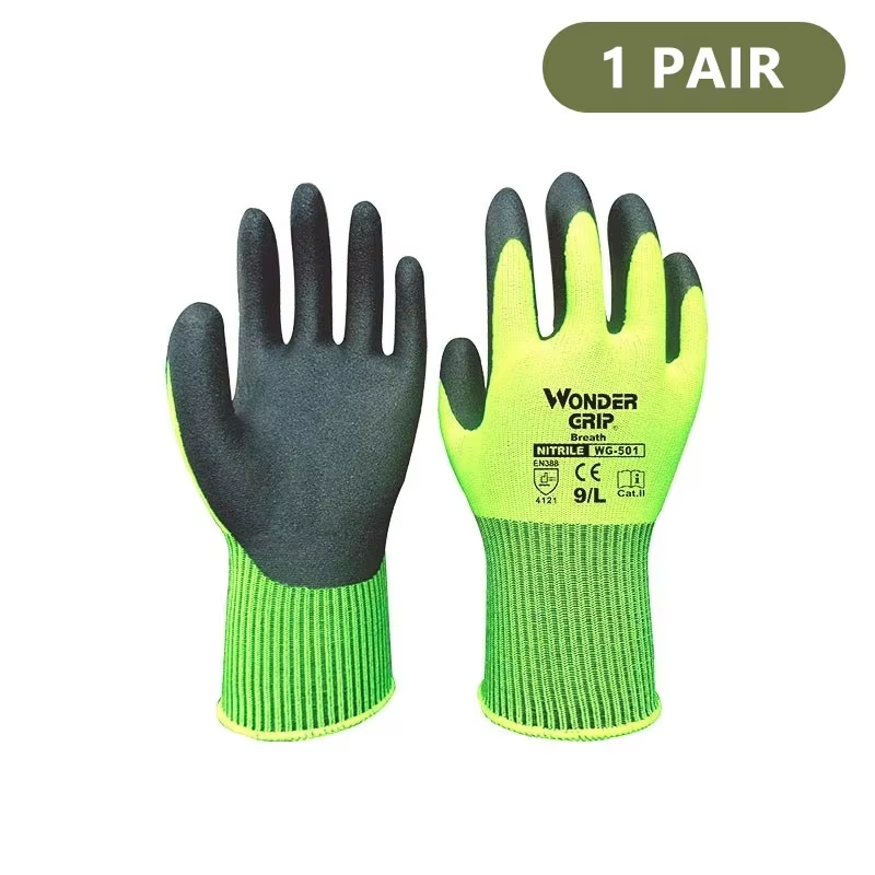 Guantes de jardín de nitrilo y nailon elástico transpirableGuantes