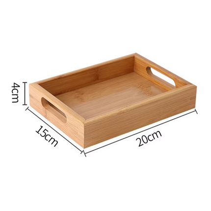 Plateau rectangulaire en bois de bambou avec poignées décoratives de tailles combinables