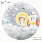 Vinilo infantil redondo Astronautas 95cm | para niños