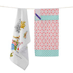 Pano de loiça com estampado de ramos florais, 2 unidades, 70x50 cm