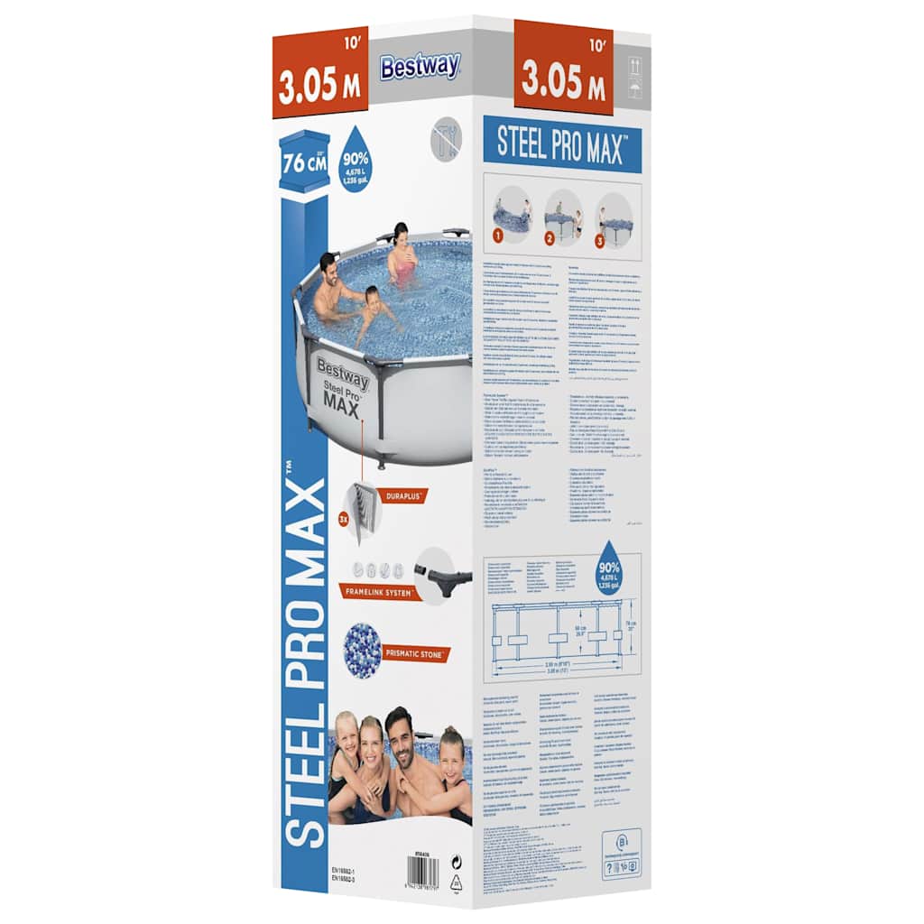 Bestway Piscina de acero Pro MAX 305x76 cm