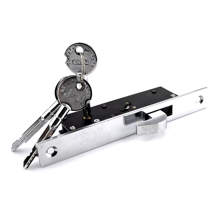 Anti-theft sliding door lock with key