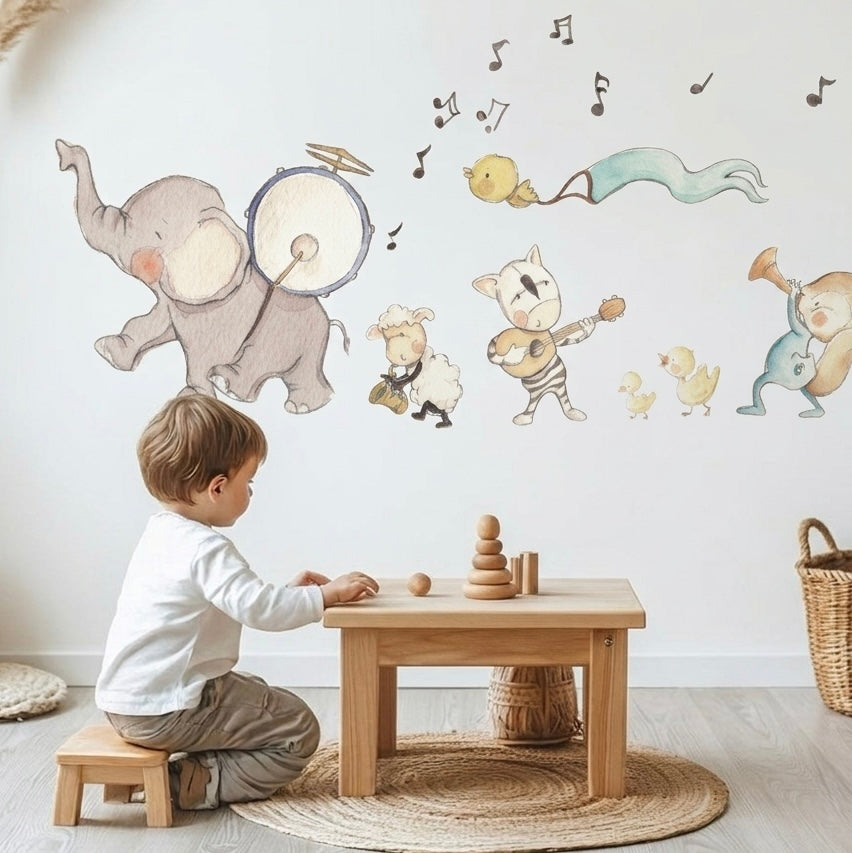 Vinilo decorativo infantil banda musical | pintado a mano