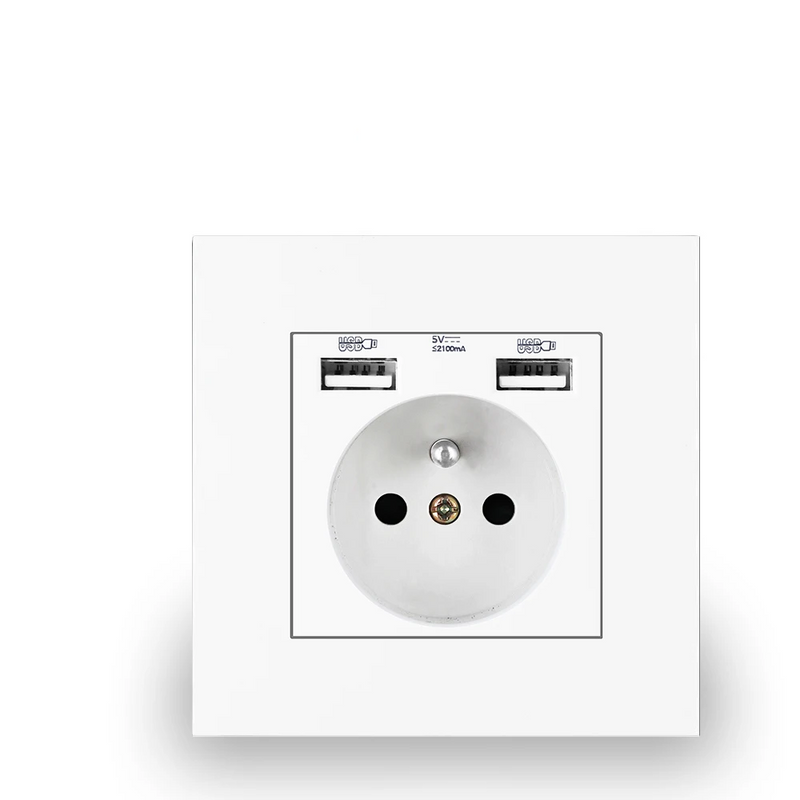 Enchufe + USB de pared estándar francés Serie A1EnchufesHardware > Power & Electrical Supplies > Power Outlets & Sockets > Wall Outlets